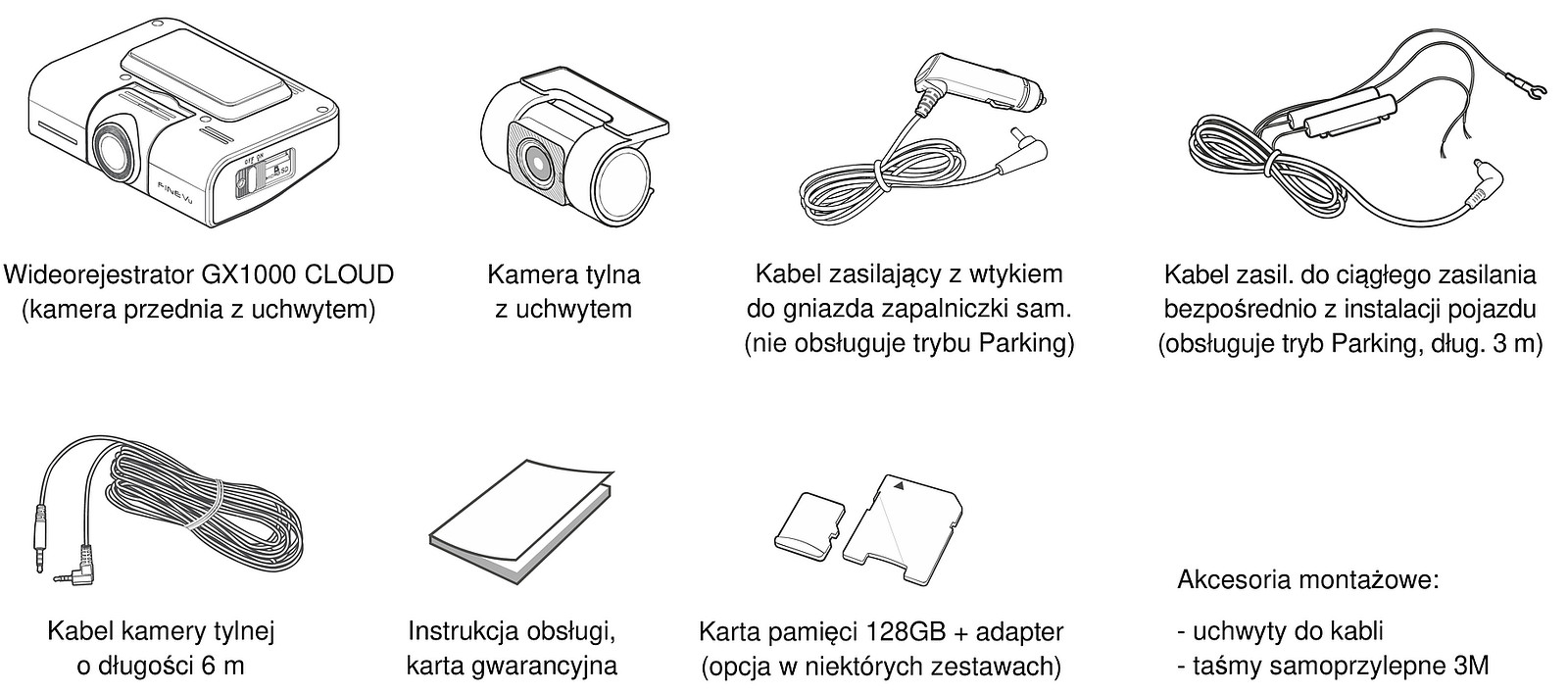 FineVu GX1000 CLOUD wyposazenie standardowe