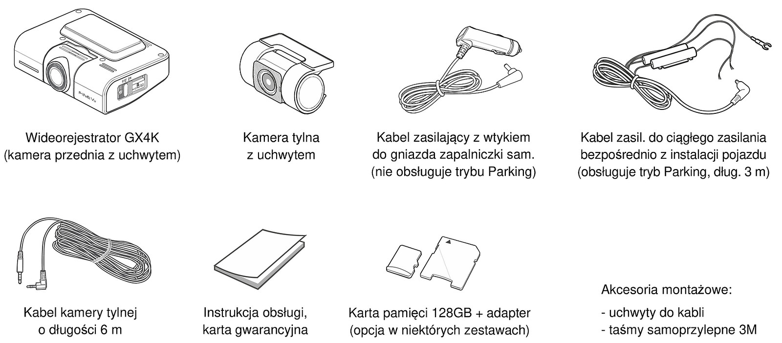 FineVu GX4K - wyposażenie standardowe