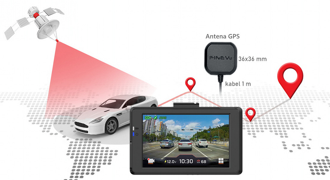 FineVu GX9000 antena GPS